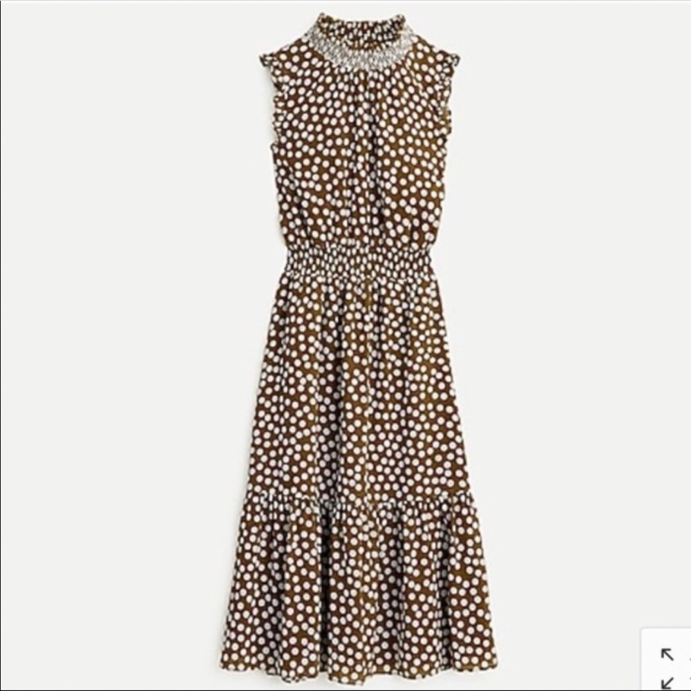 J.Crew Brown & White Polka Dot Dress Size S